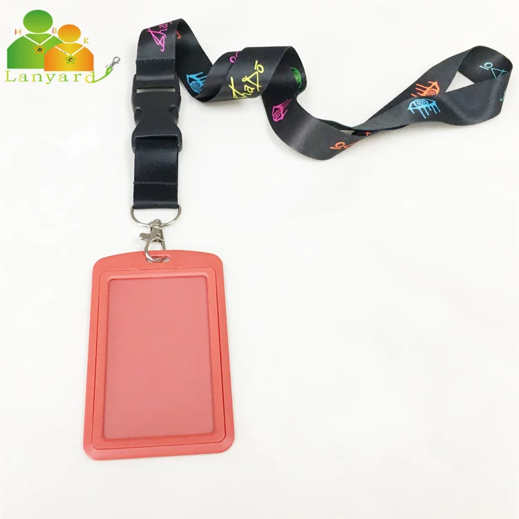 
Hot sale Eco-friendly custom plastic id card holder with custom sublimation polyester lanyard, ID card holder plastic 
