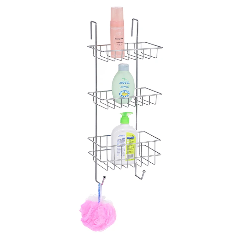 Over door 3 tier metal bathroom organizer shelves storage rack