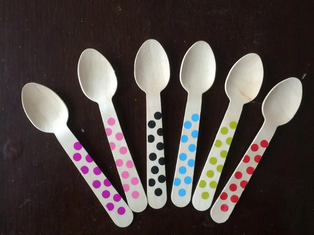 
Promotion wholesale disposable wooden birch wood cutlery set 16cm custom printed wooden spoon 
