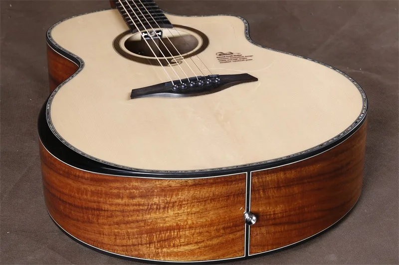 Оптовая продажа, 41 дюйм, глобальная Акустическая гитара, глянцевая краска, корпус из твердой ели koa