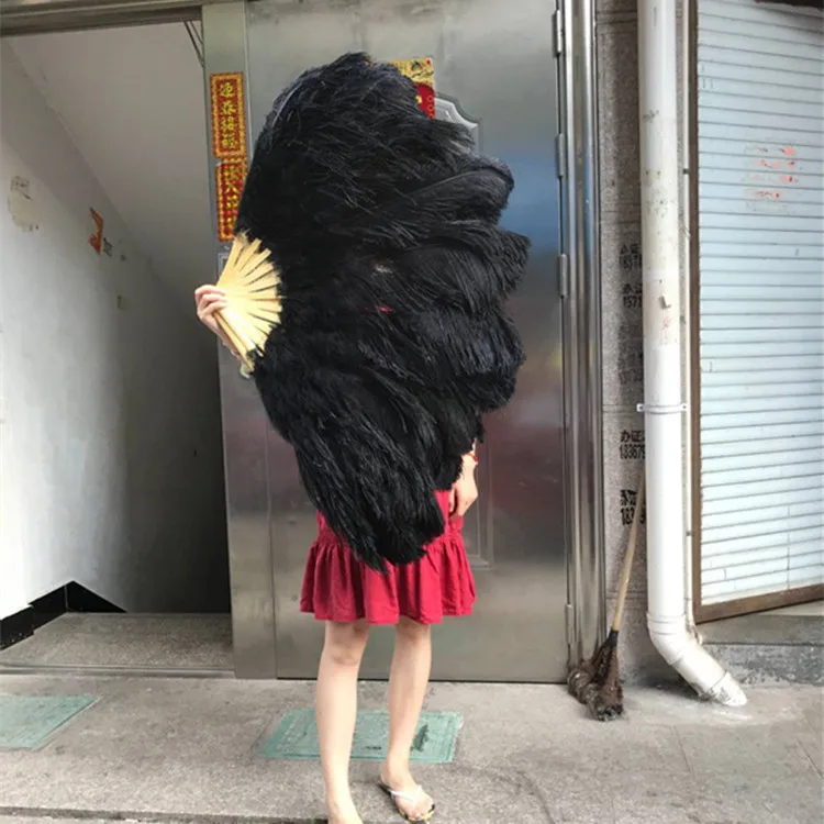 IEF18-2Wholesale High Quality Fashion Ostrich Feather Fan Big Feather Hand Fan for Dance Using