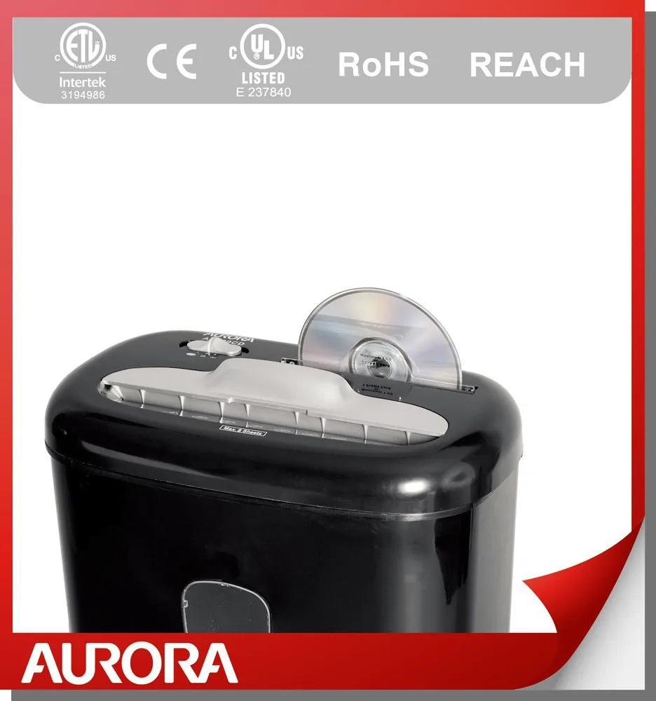 Aurora AS800CD Plastic Paper Shredder, 8 sheet (A4) Cross cut 5x47 mm,Light Duty Shredding machine for Home & Office