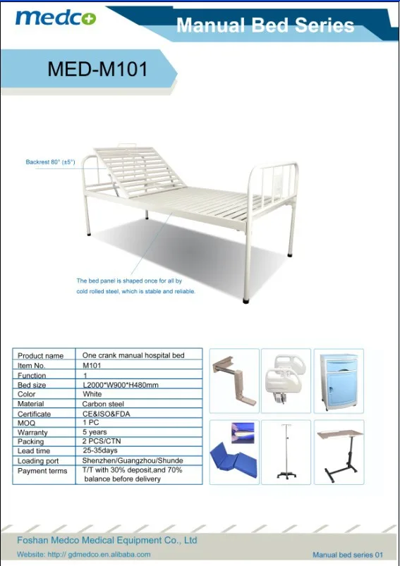 Hospital manual semi fowler hospital patient bed of hospital equipment M101