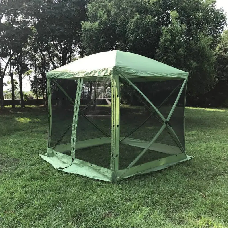 
4 side mesh screen pavilion easy install portable pop up canopy tent with wind panel for fishing hunting 