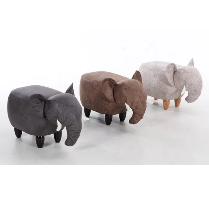 PU material Animal elephant shape storage ottoman with wooden legs