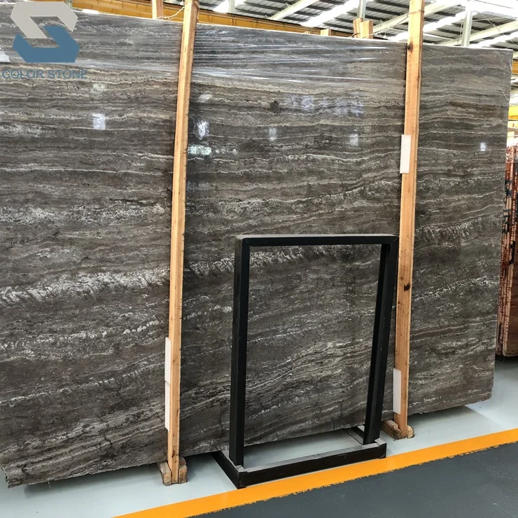 Natural polished iran persian silver grey travertine marble stone slabs for table tops price