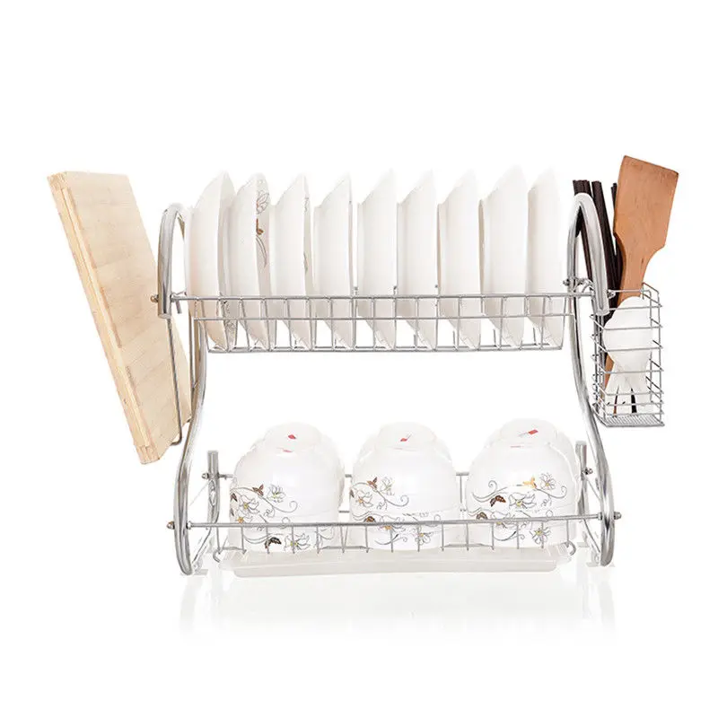 
Stainless Steel Dish Rack with Plastic Drain Tray 