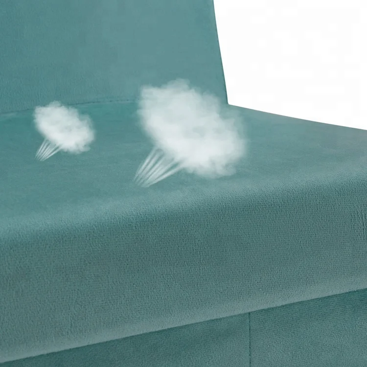 Velvet Ottoman Stool Chair with Backrest Foldable Storage Pouf