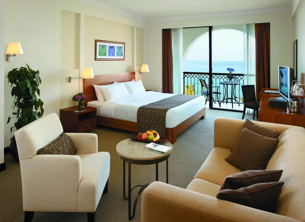 Modern Style Deep Color Warm Walnut Veneer Solid Wood Bedroom Furniture For Hotel