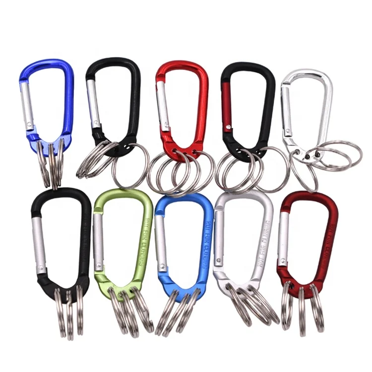 
Factory sell 6cm keychain carabiner with three keyrings 