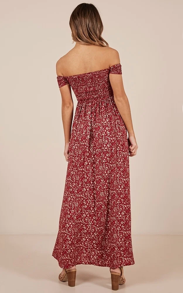 plus size Private Label Bohemian Dress Wholesale Fashion Women Long Maxi Floral Print Boho Dress