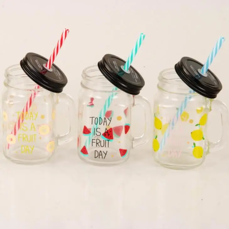 import manufacture wholesale 16 oz 500ml Glass Mason mug Jars With Straw Lid For Beverage
