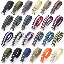 Hard woven nylon fabrics strap with steel buckle in silver color for watches band