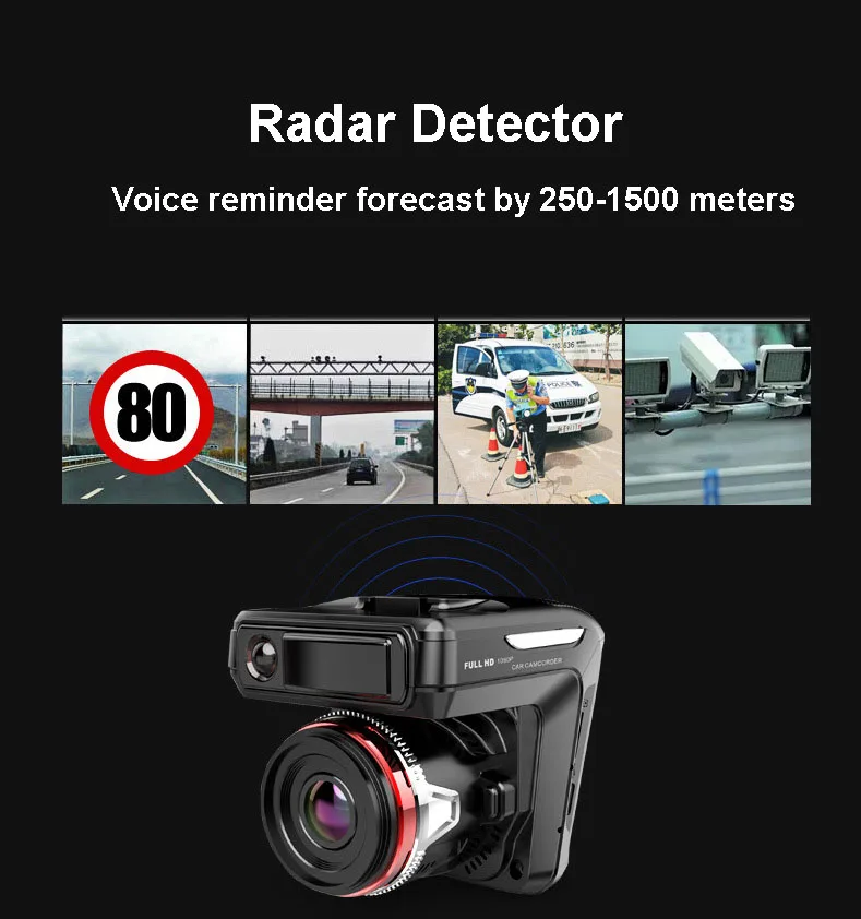 2022 Trending products1080P HD Car Black Box 2.4inch,3 in 1 Combo Mobile Radar Detect+ Fixed Speed Camera Detect +Car DVR