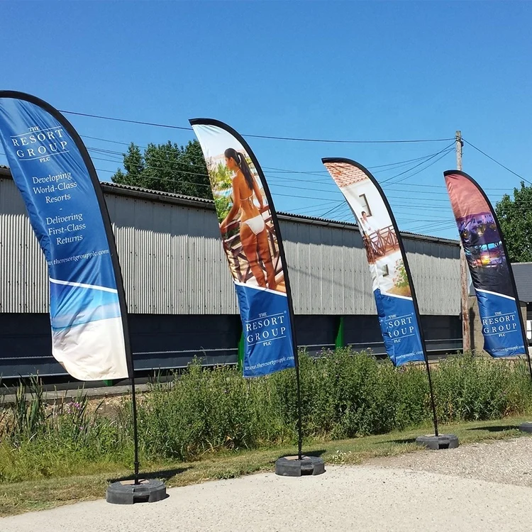 Custom Marketing Double Sided printing 3.5m Advertising P Beach Feather Banner Flag