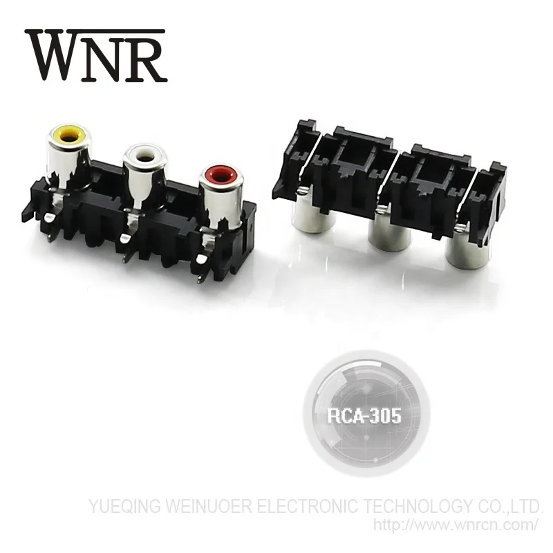Cheap Factory Direct Sale WNRE 3 outlet rca connectors 6 pin RCA Jack for pcb mount