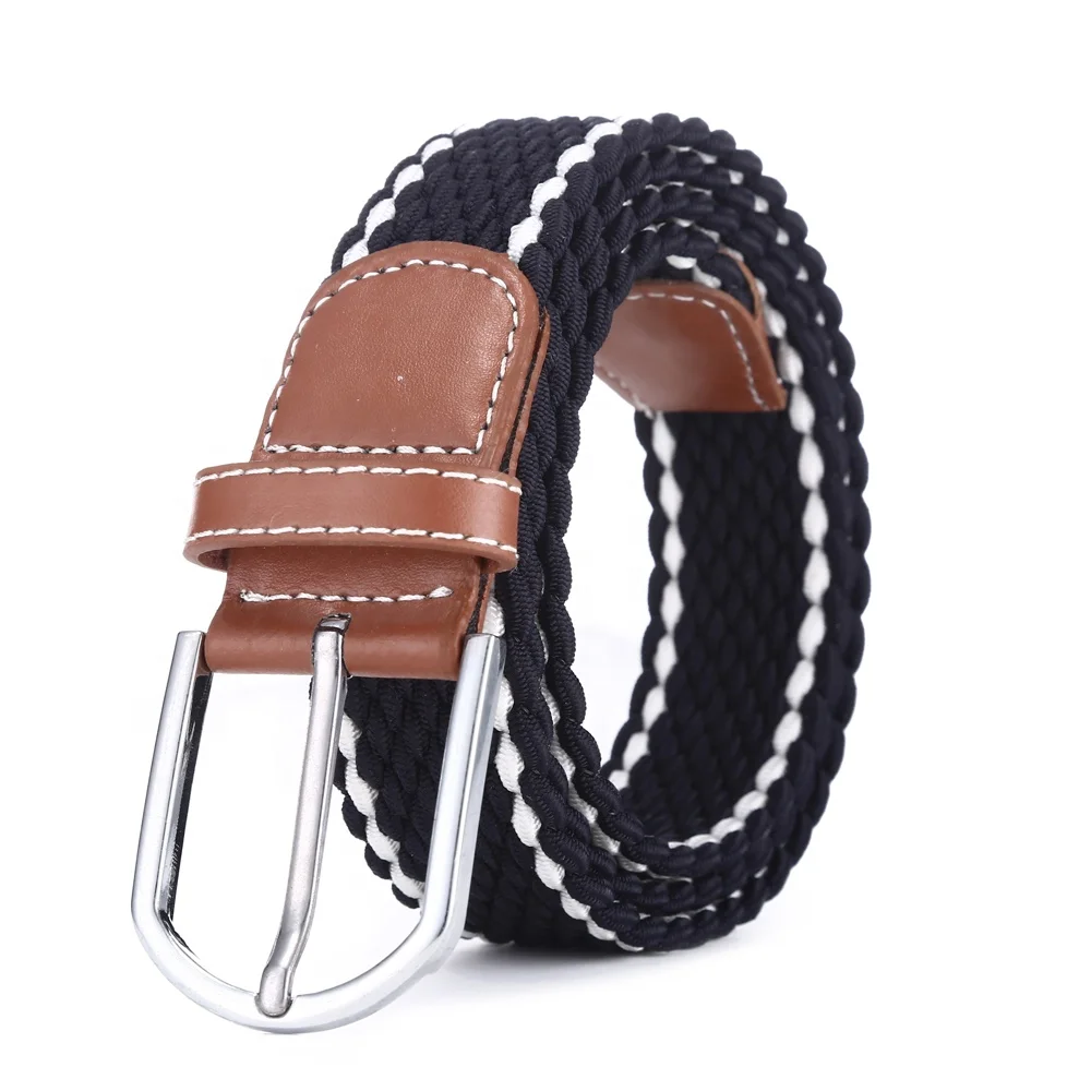 3517 Hot Sell Women Fashion Elastic Braided Fabric Belts Black Stretch Webbing Belt