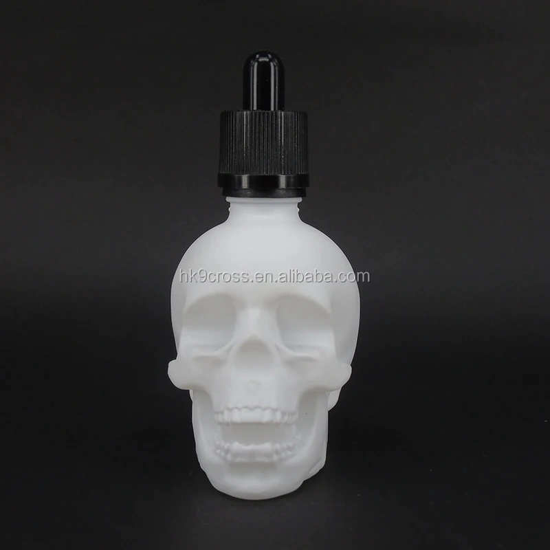 60ml white glass skull dropper essential oil bottle