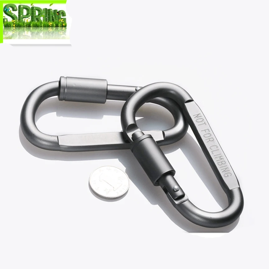 D-shaped quick-hang Carabiner Snap Keyring Outdoor Safety Aluminium Climbing Carabiner Buckle With Lock Camping Hook Keychain