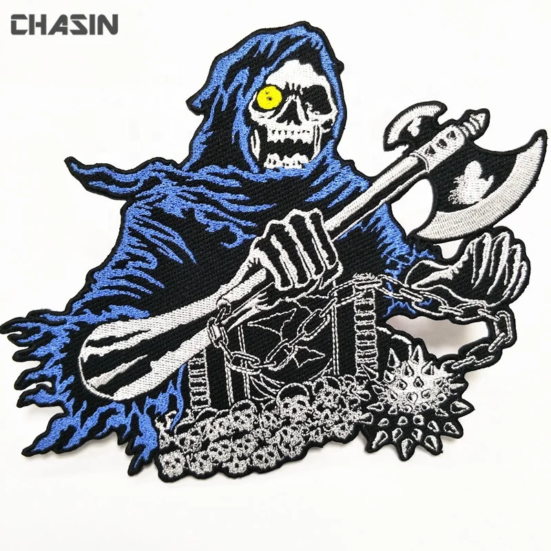 Custom Design Embroidery High Quality Skull logo Biker Motorcycle Patches