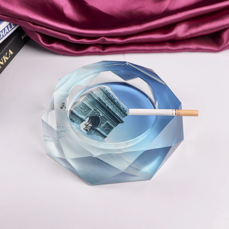 
Custom Personal Logo Painted Colorful Photo Crystal Glass Ashtray 