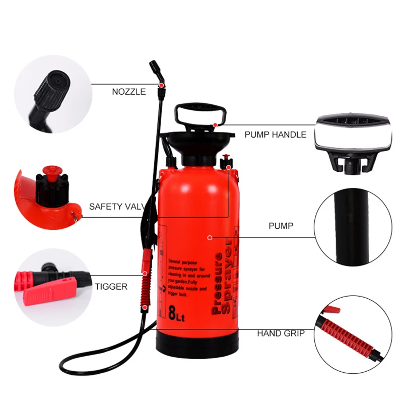 8L Single-shoulder Garden Manual Pressure Sprayer