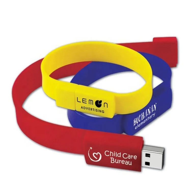 USB Flash Drive 8/16/32/64GB Bracelet Custom Thumb Drives,Silicon Memory Stick Wristband Zip Drive, pulsera USB