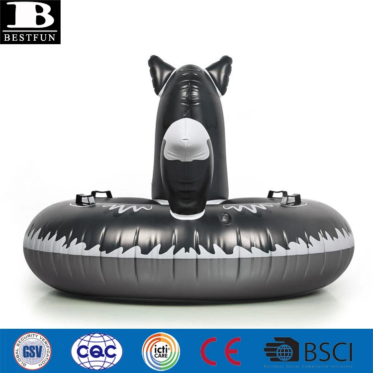 factory vinyl inflatable wolf snow tube durable plastic blow up wolf sled tube with handles for kids