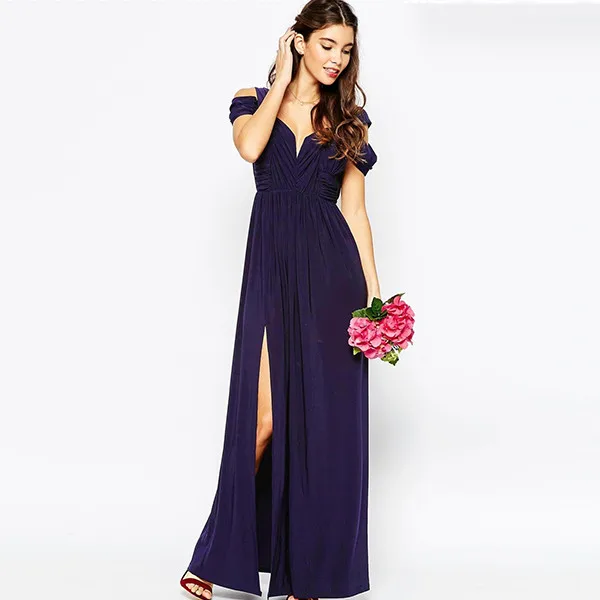 2022 female off shoulder sexy Elegant party prom luxury night modest dress designs Long maxi Evening Dress for women