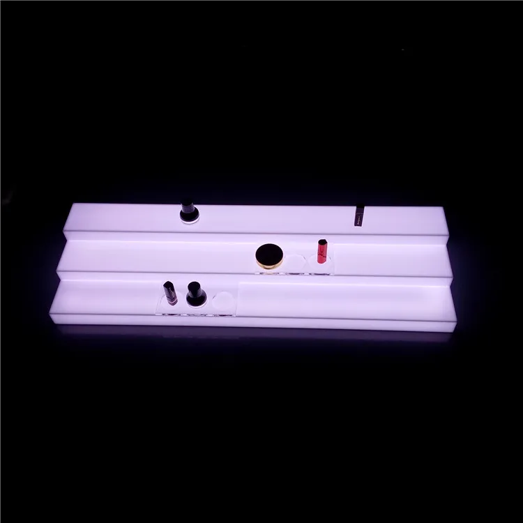 
illuminated led light acrylic display riser stand for cosmetic, lipstick, lip gloss, eyeliner,eyelash, perfume, nail polish 