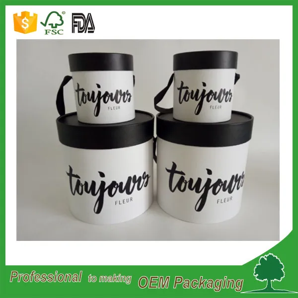 Lid and Base round cardboard carton flower box packaging for flowers wholesale