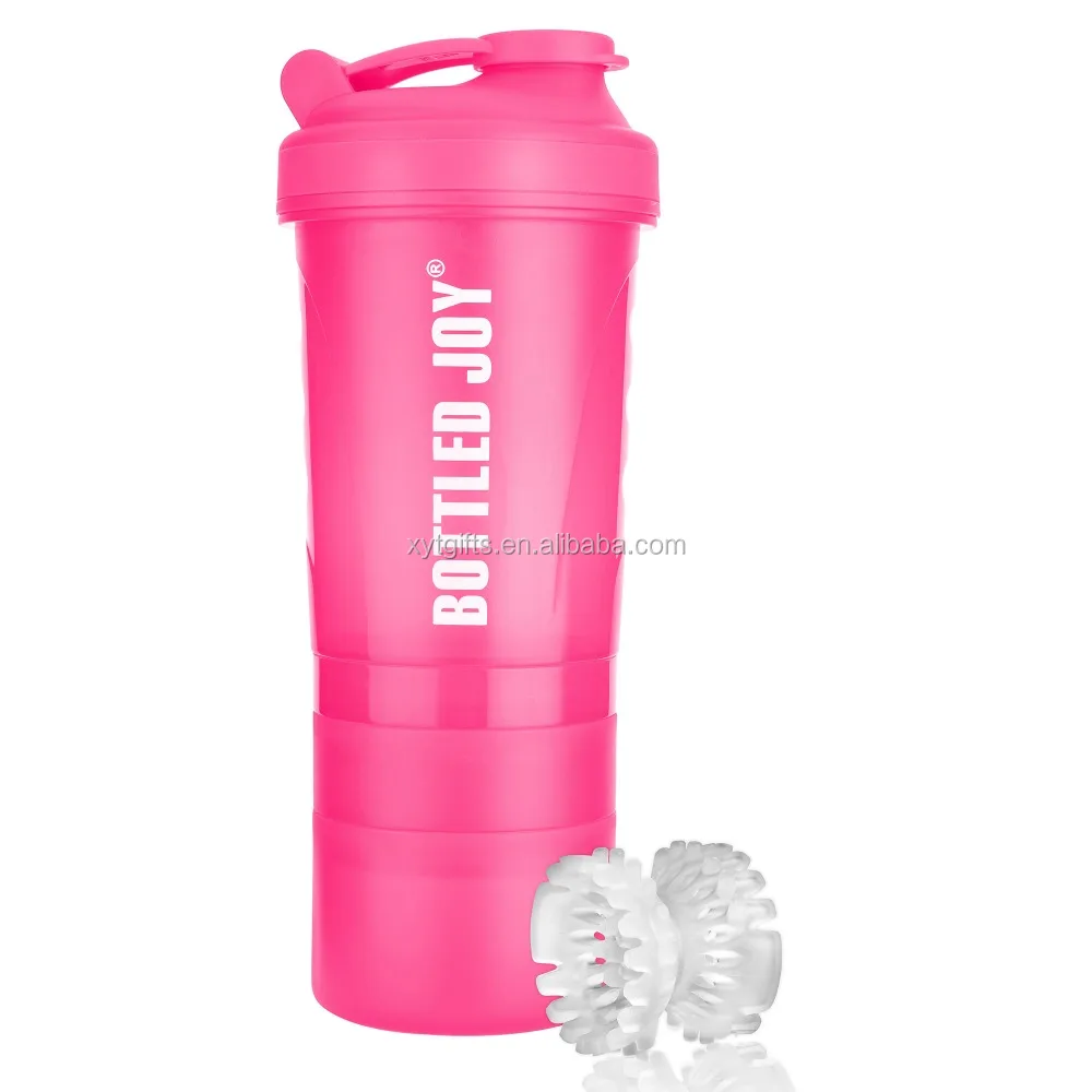 
2018 Wholesale BPA Free Plastic Fitness Shaker Bottle with Protein Powder Storages 