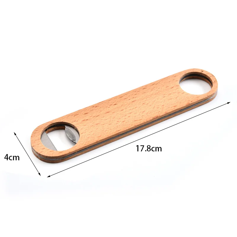 
COG Large Flat Wooden handle Beer Bottle Cap Bar Blade Opener Tool Business multi-function stainless steel bottle opener 