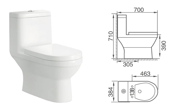 
Sanitary ware S trap siphonic one-piece toilet 