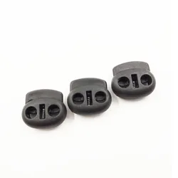 Factory Price Unique garment clothing accessories 14mm spring plastic cord stopper black 2 holes cord lock