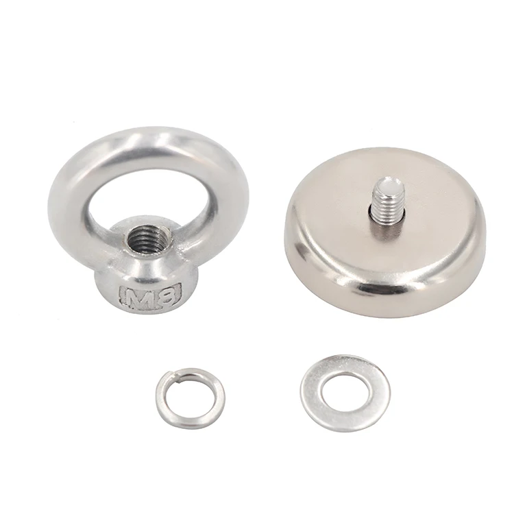 75KG 160LBS N35 D48mm Super Strong Round Neodymium Fishing Magnet with Eyebolt
