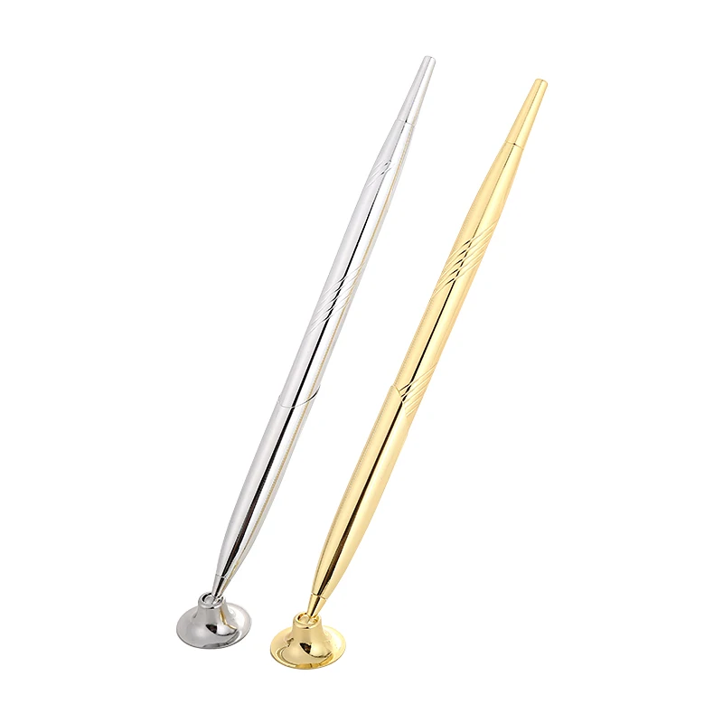 promotional set table fixed golden brass ball pen holder Gold bullet shape novelty funnel pen holder desk stand