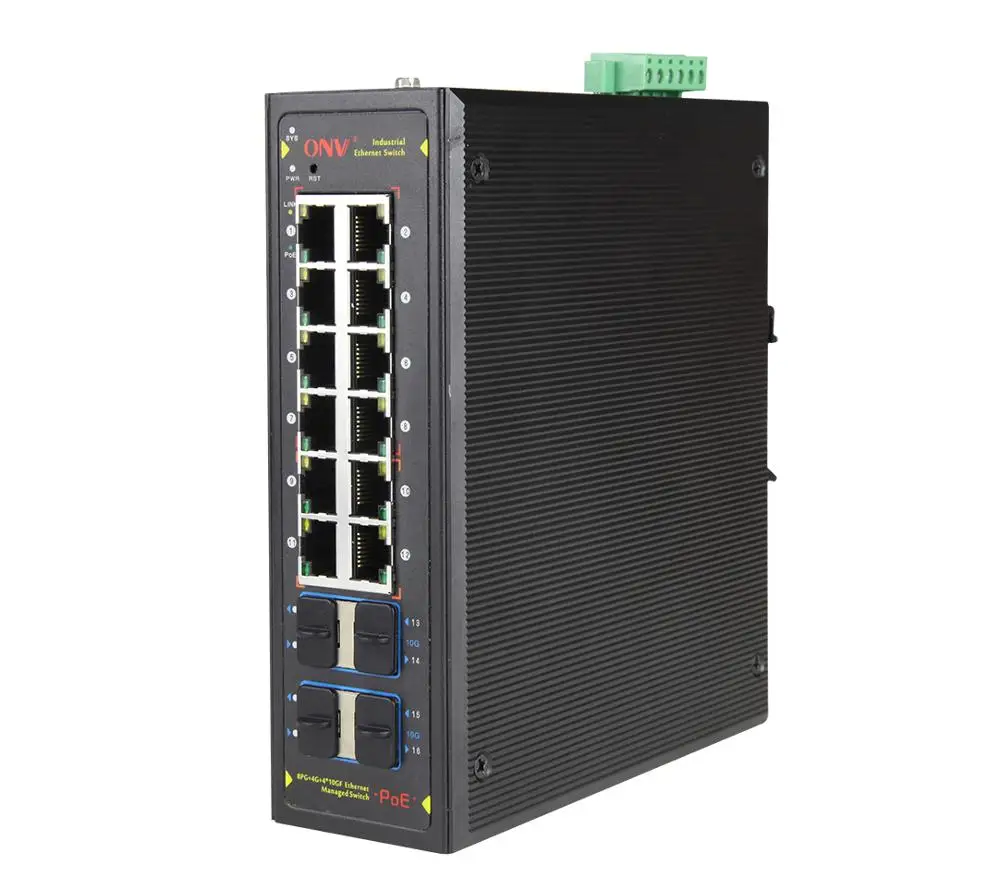 16CH промышленный коммутатор питания через Ethernet 16 CH Безопасность для