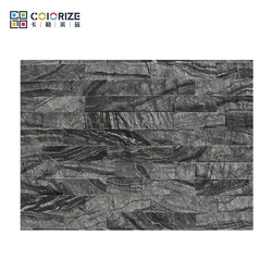 Custom black nature slate wall flat culture stone, black slate stacked cultural wall natural stone