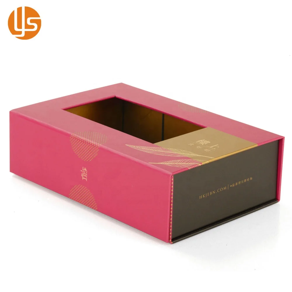 Custom printed card board book shaped flip top box folding foldable magnetic wine gift box with clear Window