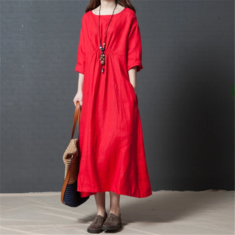 
New Fashion Women Long Linen Dresses in Stock 