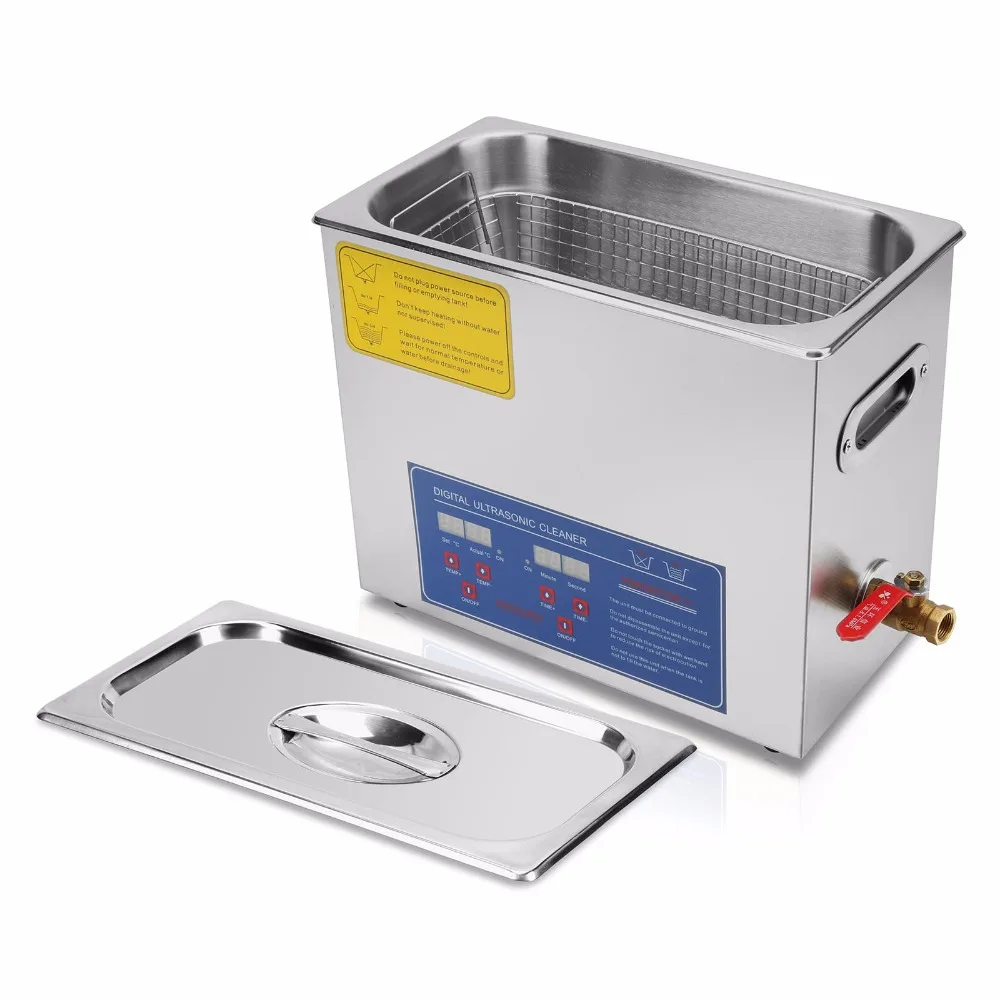 Ultrasonic Cleaner Stainless Steel 6L Commercial Ultrasonic Cleaner 180W Ultrasonic Power Heater Digital Time