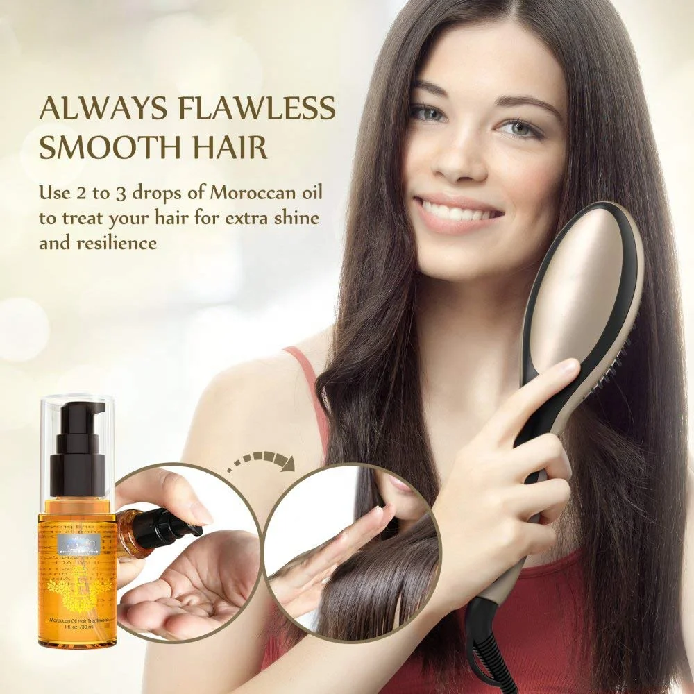 
Ionic LCD Ceramic Hair Brush Straightener Electric Comb 