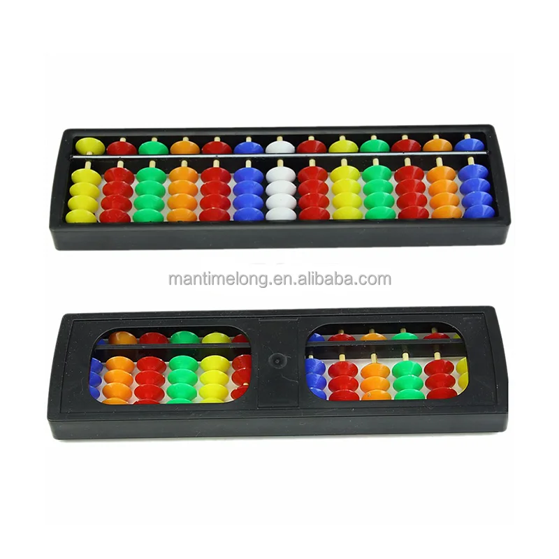 13 rods plastic portable mini arithmetic soroban colorful beads mathematics calculate chinese abacus
