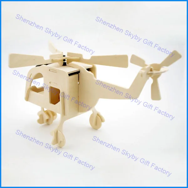 
New Design High quality Kids Gift Puzzle Wooden Solar Power Toy Helicopter 