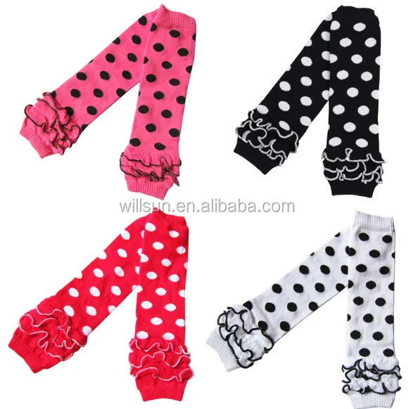 
Fashion High Quality Colorful Cotton Knit Cosy Infant Toddler Baby Kneepads Ruffled Top Leg Warmers with lace 