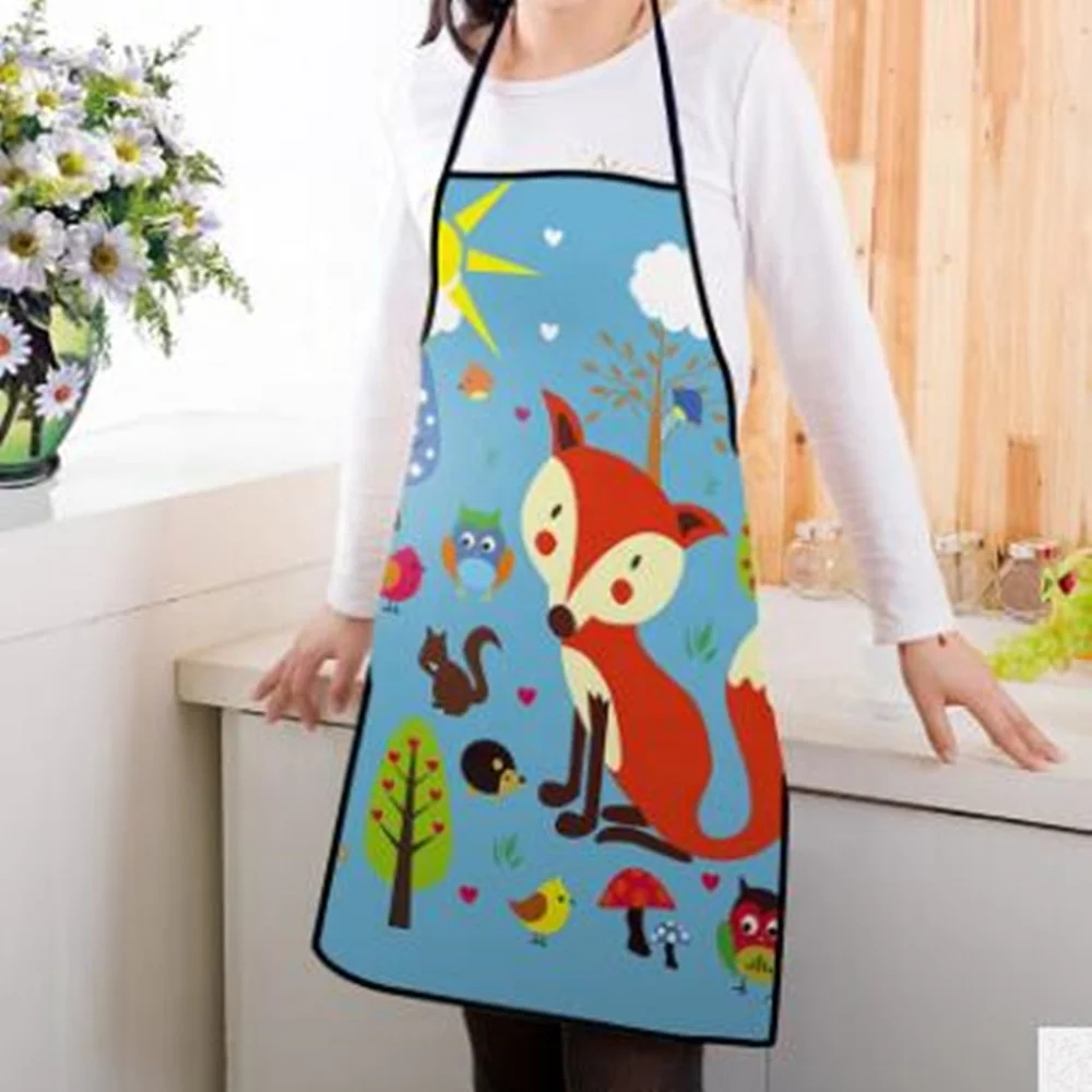 Customized Fox Design Printing Small Size Apron for Bibs Apron Made by Polyester Canvas Fabric with Low MOQ Required