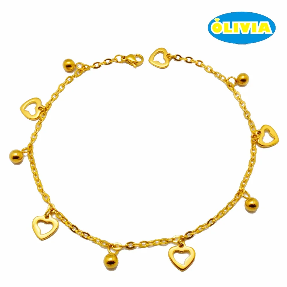 Оливия lovely heart ожерелье шарма ножной браслет ювелирные изделия из нержавеющей стали лодыжки