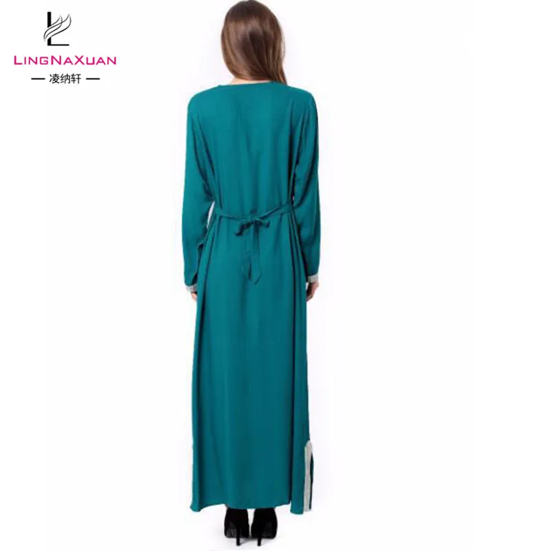 
Fashion Hot Sale Solid Turkey Muslim Long Gown Dress for Women 