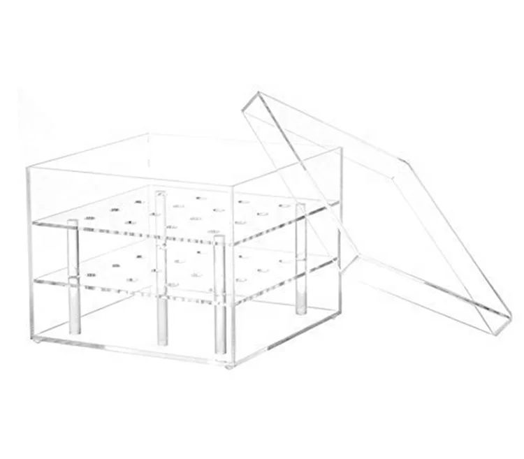 Vase Decorative Square Rose Pot Wedding Acrylic Rose Flower Gift Box